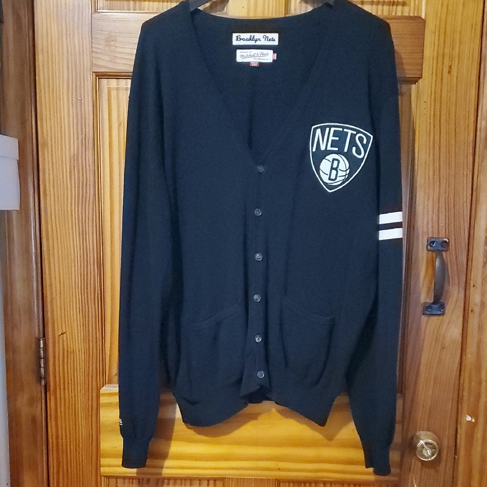 Brooklyn Nets Mitchell & Ness Cardigan with Team Logo Mens 2XL
